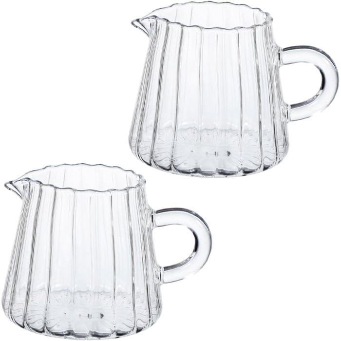 2pcs Petit pichet résistant à la chaleur en verre borosilicaté haute cruche à mousse de lait