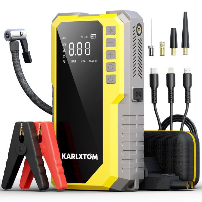 Booster Batterie Voiture YUSMAN 5000A - Démarreur Portable 12V Pour Moteurs Jusqu'à 7L Essence/5.5L Diesel, écran LCD, Lampe LED