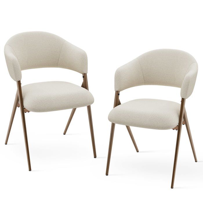Ya-Home - Lot De 2 Chaises De Salle à Manger En Bois - Style Rétro Avec Coussin En Lin - Confortables Et Stables