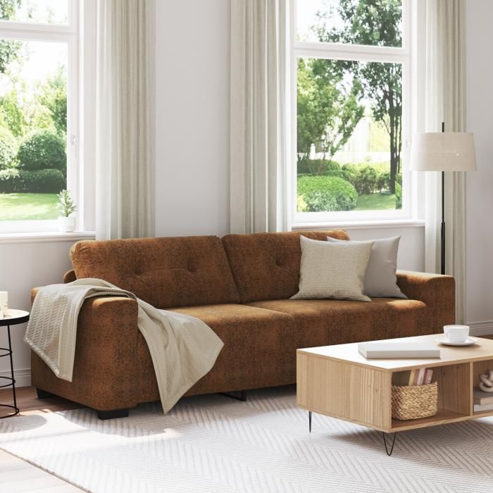 Canapé 3 places Marron 180 cm en simili cuir