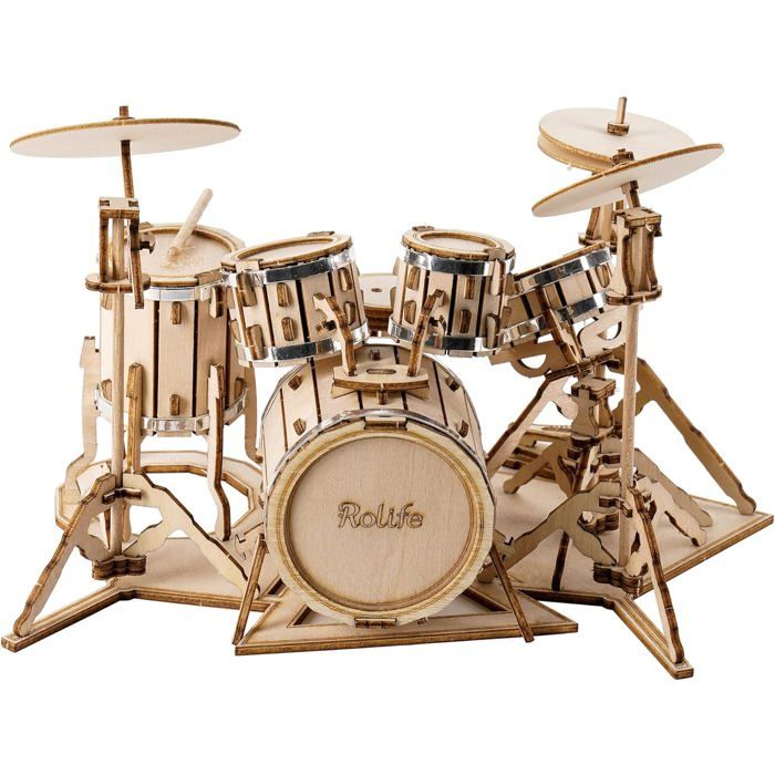 Rolife Puzzle 3D Maquette eois a Construire Instruments de Musique pour Adulte Enfants, Batterie