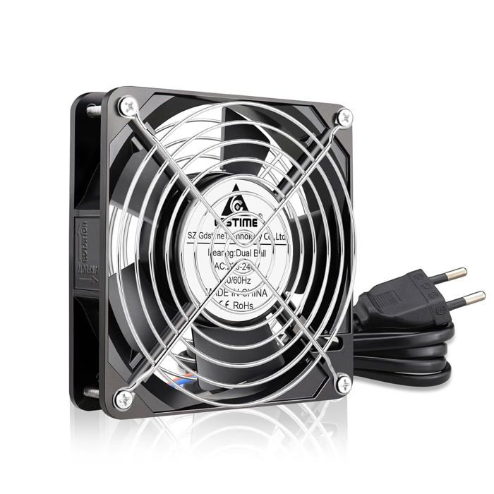 Ventilateur PC 60x60mm 230V – Double Roulement à Billes, 5000 Tr/min, 25 CFM, Pour Serveurs, Onduleurs, Soudures