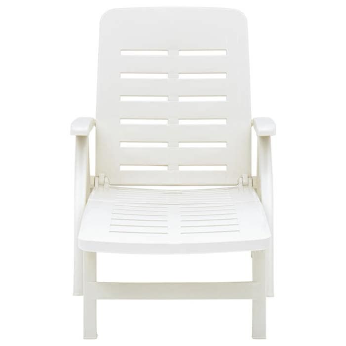 Blanc Chaise longue - Bain de Soleil - Pour Vacances - pliable Plastique Blanc - Hauteur:96 cm 7940