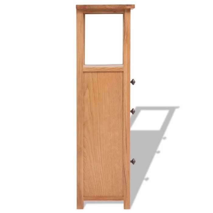 Étagère d’angle en chêne massif - vidaXL - 26x26x94 cm - Marron - 2 tiroirs - Compartiment avec porte