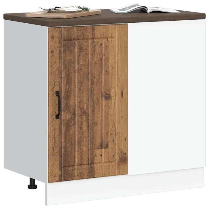 Meuble bas de cuisine - vidaXL - Lucca - Vieux bois - Bois dingénierie - 86x46x81 5 cm - Capacité 70 kg