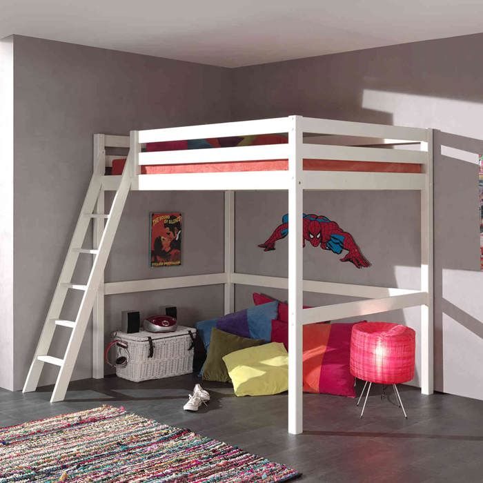 Lit Mezzanine Blanc Laqué 140x200 - Terre de Nuit