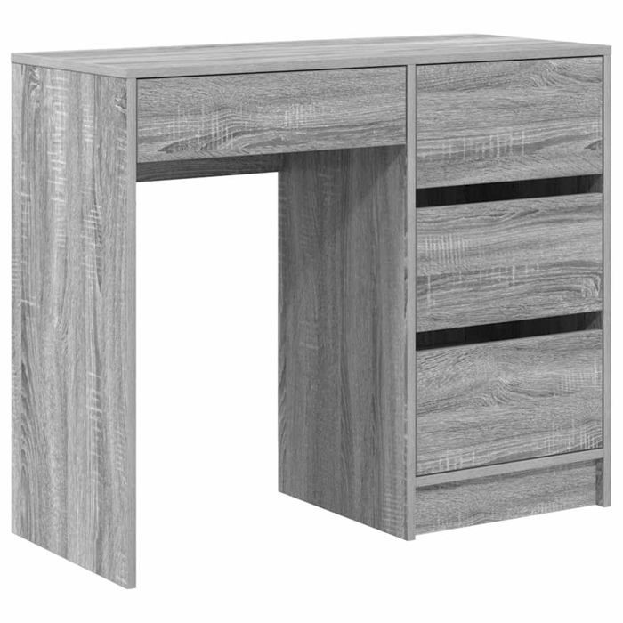 Bureau moderne en bois dingénierie - vidaXL - Gris Sonoma - 90x375x75 cm - Rectangulaire - Avec tiroir