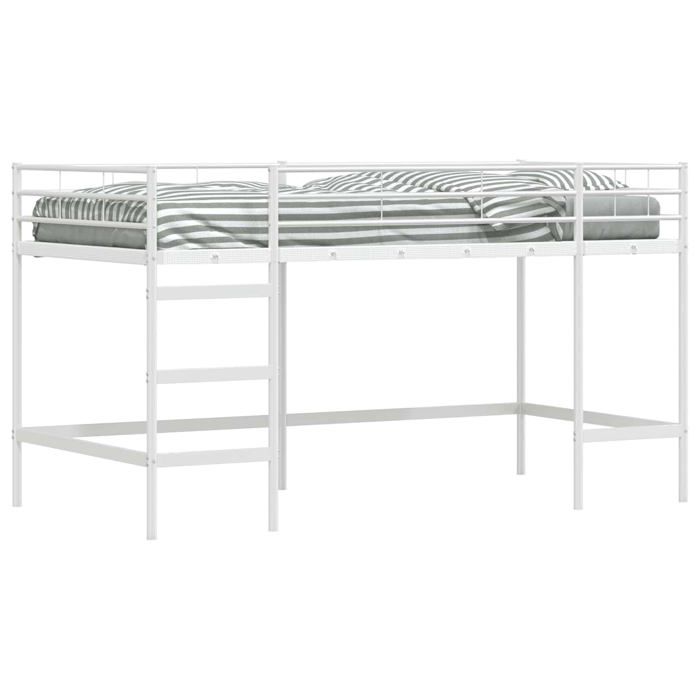 Lit mezzanine pour enfants - vidaXL - Blanc - Métal - 90x200 cm - Design moderne - Espace fonctionnel