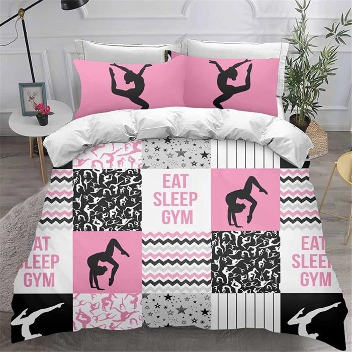 Parure de Lit 220X240cm Adulte Gymnastique Housse de Couette Doux Respirant Microfibre Housse de Couette avec Taie doreiller Parure de Lit 220X240cm Adulte Gymnastique Housse de Couette Doux Respirant Microfibre Housse de Couette avec Taie doreiller