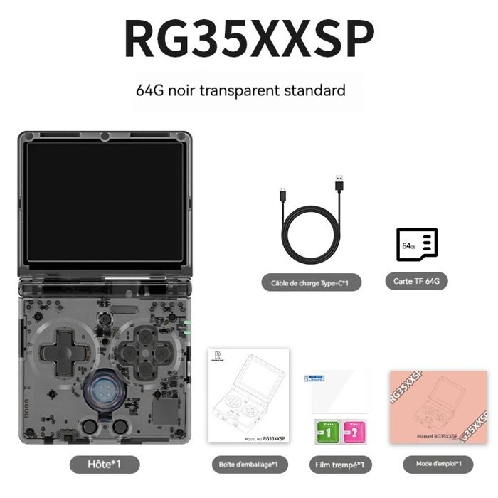 KANBUN RG Nano Mini console de jeu portable avec 5 000 jeux, 64 Go console de jeu portable avec porte-clés, écran IPS de 3,9 cm, machine de jeu MP3 rétro pour plusieurs