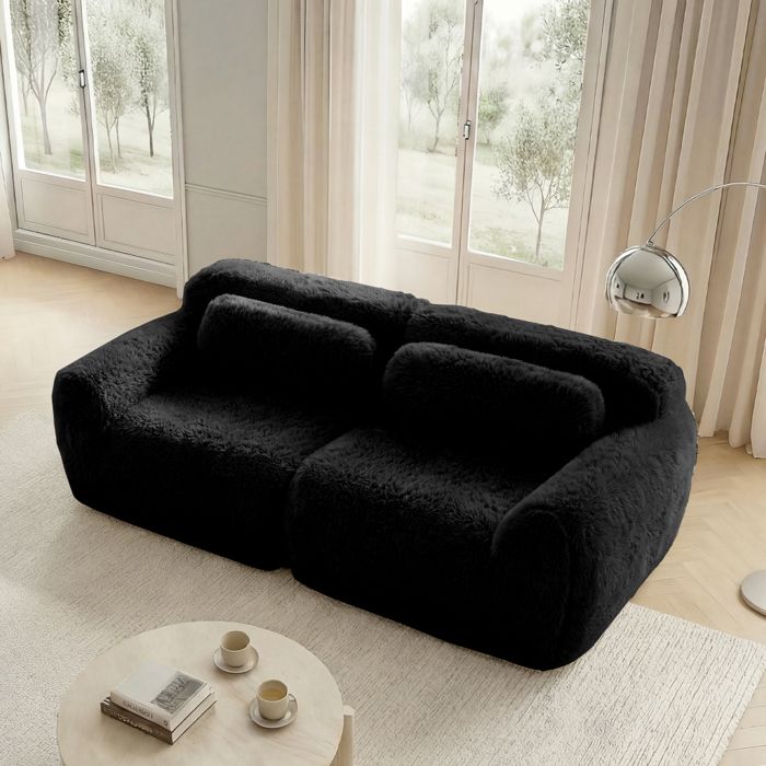 Canapé Compressé dangle convertible -Canapé lit droit 2 places - design modulaire sans cadre -Noirpour salonchambre