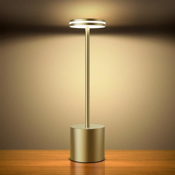 Lampe de Table Rechargeable Sans Fil USB 5000mAh - LED Tactile 3 Températures de Couleur - Pour Chevet Camping Intérieur/Extérieur