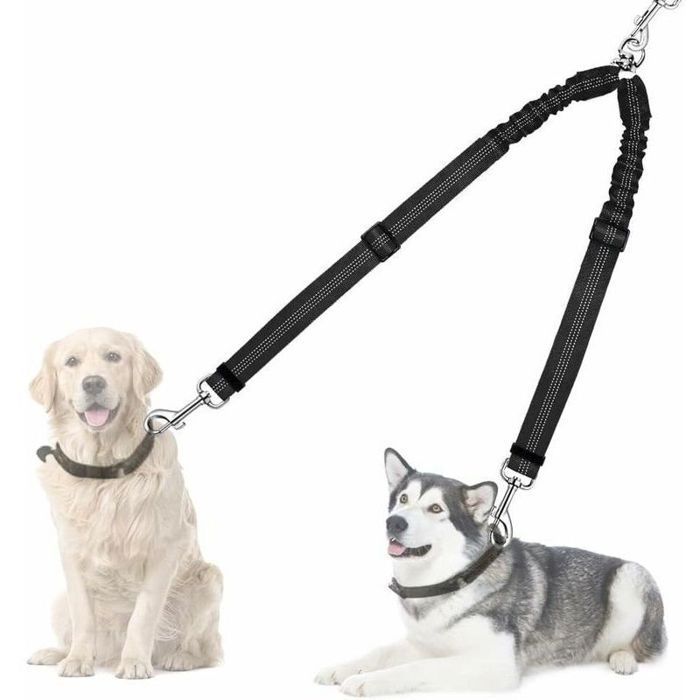Séparateur de laisse double pour chien sans enchevêtrement rotation à 360° coupleur de laisse pour chien pour promener 2 chiens