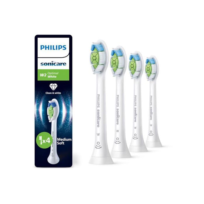Têtes de rechange brosse à dents - PHILIPS - Sonicare W2 Optimal White - Lot de 4 - Blanc - Éclaircissant