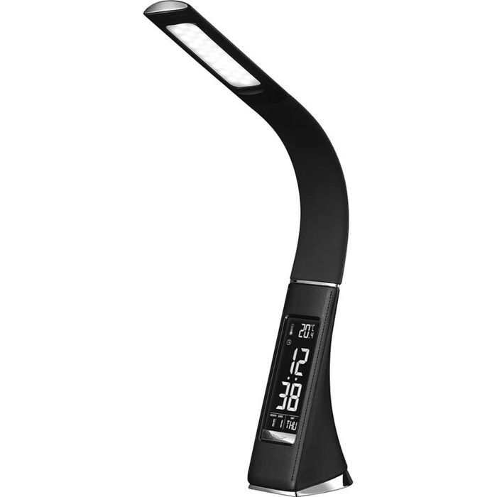 Lampe de bureau - PZCC - Col de cygne flexible - LED - Horloge température calendrier - Tactile