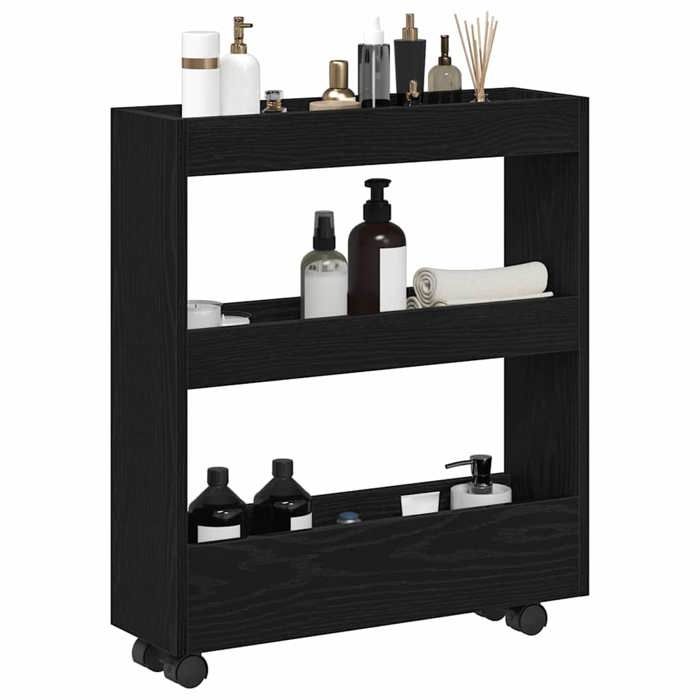 {Noir}Desserte de cuisine - vidaXL - bois dingénierie - noir - sur roulettes - 60 x 18 x 70 cm 683800nih84k