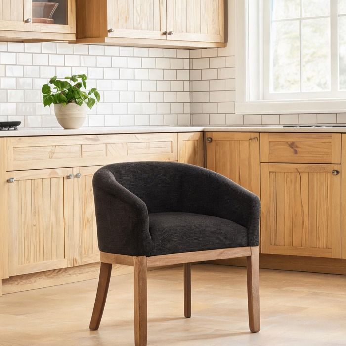 Chaise de salle à manger en tissu chenille cool gray design contemporain club structure bois massif 1 place
