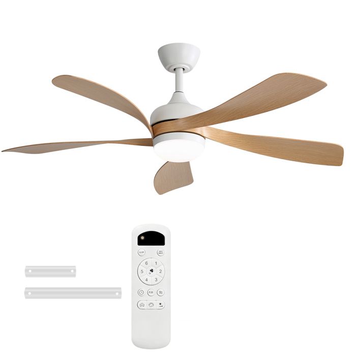 Ventilateur de plafond 42 avec lumière LED -3 couleurs dimmable–Moteur DC silencieux–5 pales ABS–6 vitesses–Minuterie 1/4/8h