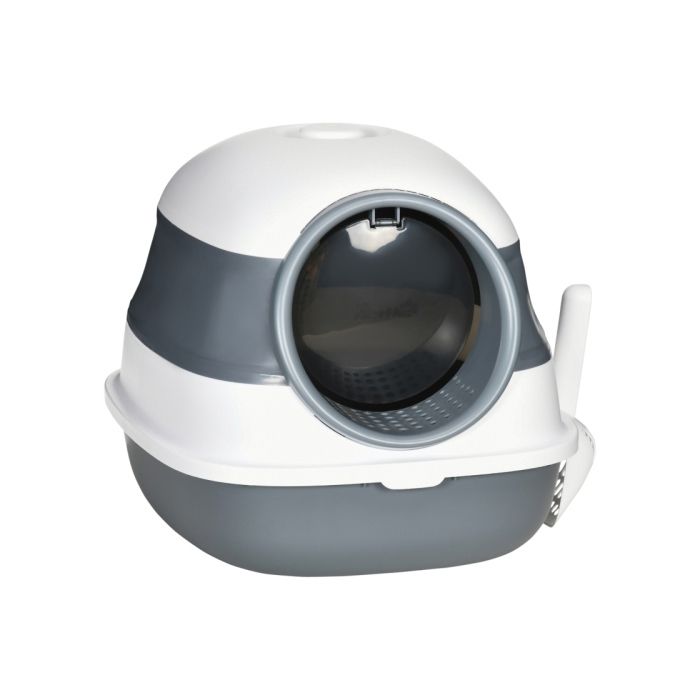 Animalerie Bac à litière pliable transportable tunnel dentrée grille nettoyage pattes chat jusquà 5 kg