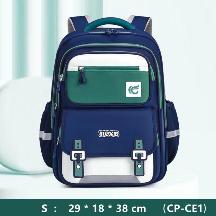 Cartable Garçon Fille Primaire Tissu Oxford Imperméable Sac à Dos Scolaire Pour Enfants CP CE1 Léger Multi-poches - S - Bleu/Vert