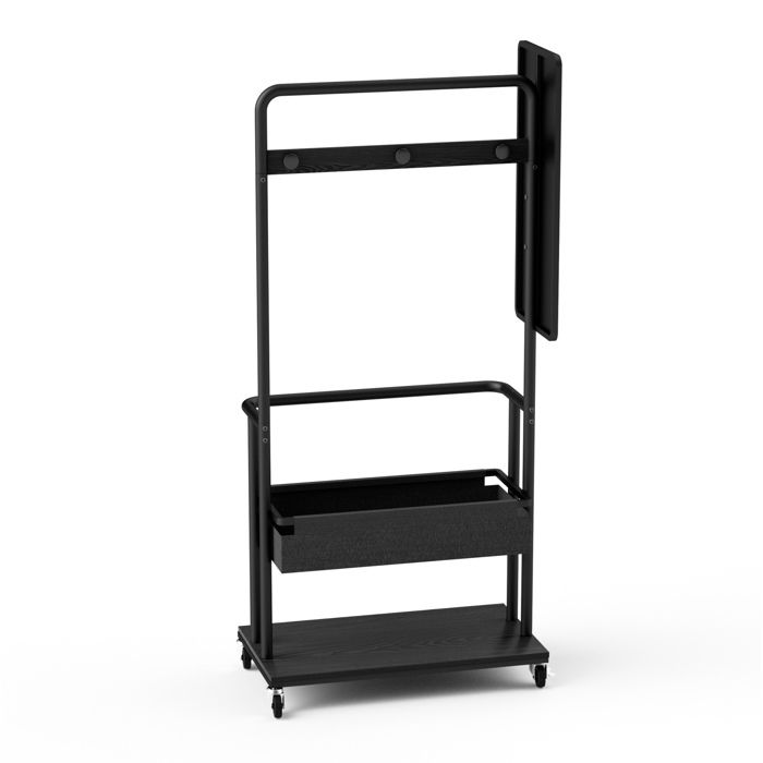 Portemanteau Métal Noir 3-en-1 avec Miroir 70 cm et Roulettes
