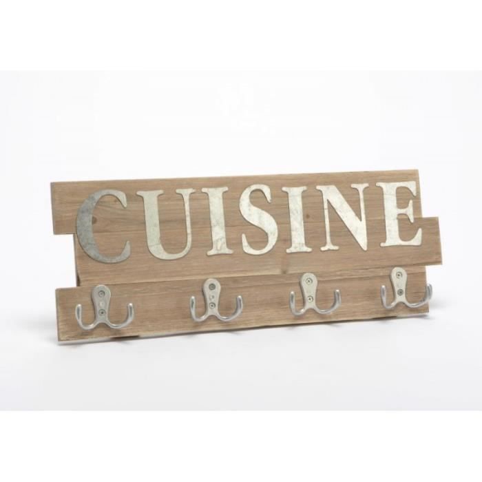 patere vintage bois et metal cuisine 4 branches cdiscount maison