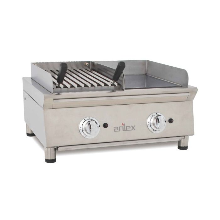 Frytop à Gaz en Acier Chromé + Barbecue à Gaz 35 cm Arilex Acier