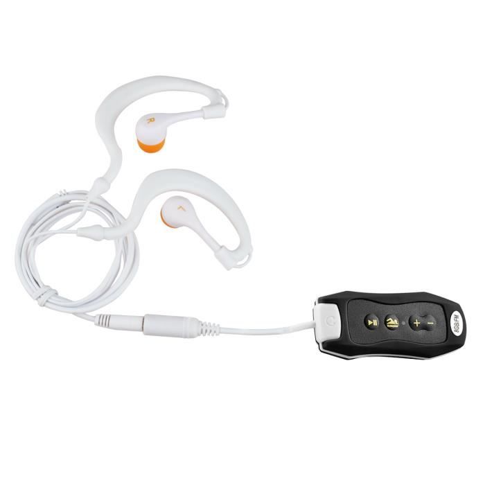 Lecteur MP3 étanche IPX8 Pour Natation - 16 Go Mémoire - Écouteurs Waterproof Inclus - Batterie Longue Durée - Ultra Léger - Pour Sport Aquatique