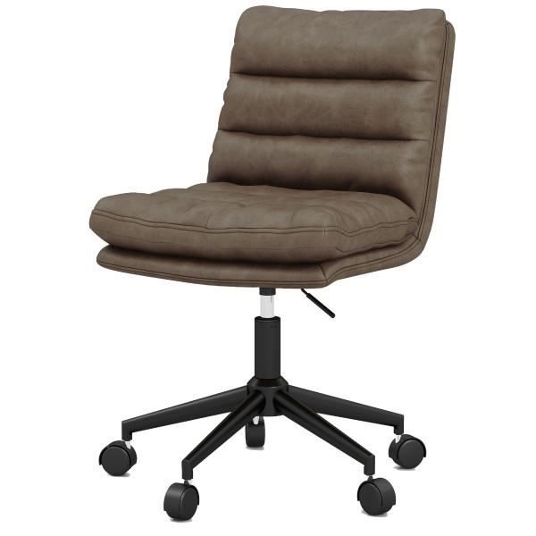 fauteuil de bureaux en cuir synthétique patiné marron - matt - vintage