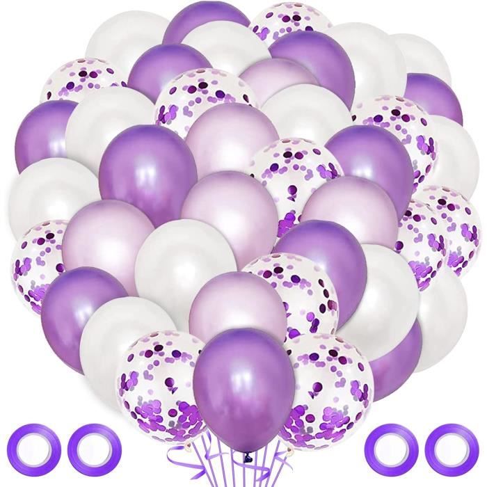 60 Pièces Ballon Violet, Ballon Confettis, Ballons Blanc Pour La Fête, Baby  Shower, Mariage Et Deco Anniversaire[u2114] - Cdiscount Maison