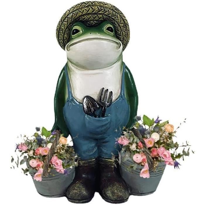 Statue de grenouille en résine : figurine décorative de grenouille assise, drôle de jardin, sculpture de bureau, grenouilles en résine avec design sur le thème des toilettes | Statuette de