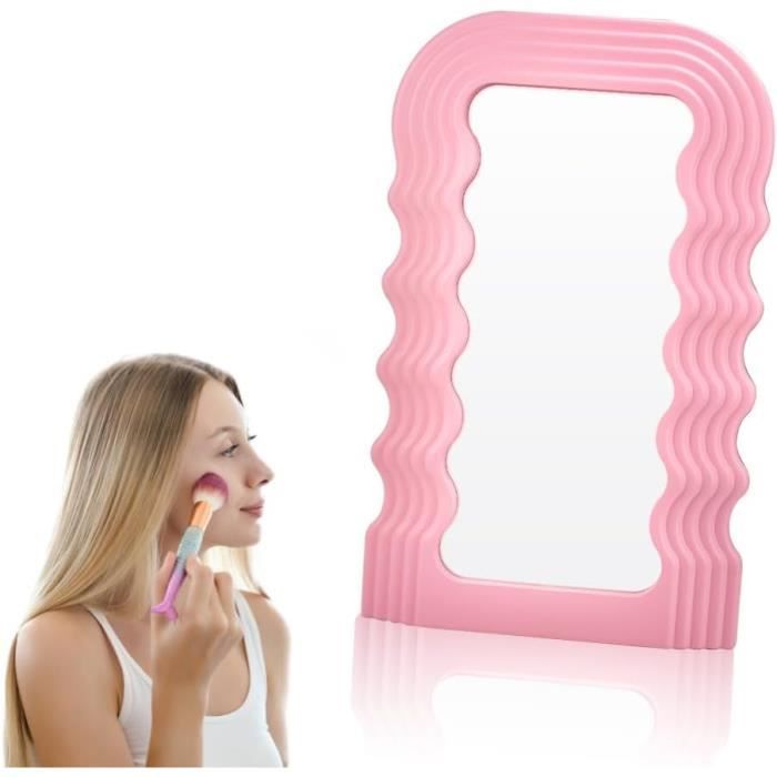 Lzuso Miroir Mural Ondulé Cadre Bois Irrégulier – Blanc Moderne – Miroir Maquillage Unique Pour Salle De Bain, Salon, Chambre