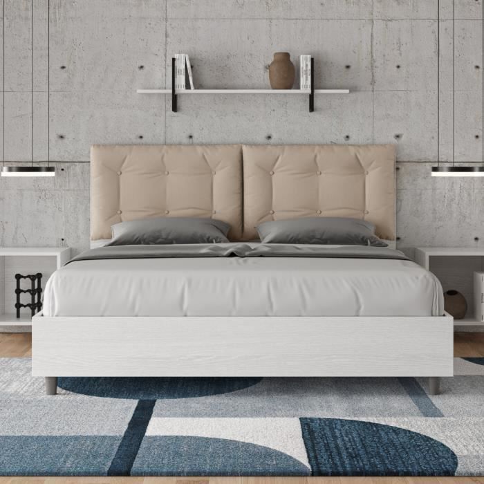 Lit double - Egos Annalisa - 160x190 cm - Couleur Gris Lit double - Egos Annalisa - 160x190 cm - Couleur Gris