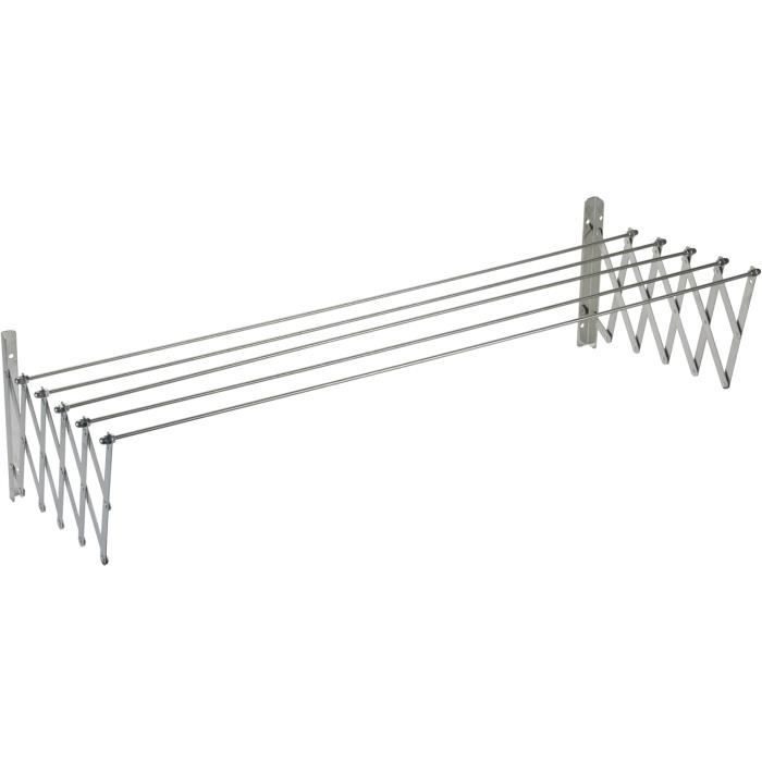 Étendoir Mural Extensible 4 Cordes X 3,2 M - Inclus 24 Pinces + 20 M De Corde Renforcée - Rétractable - Vitalif
