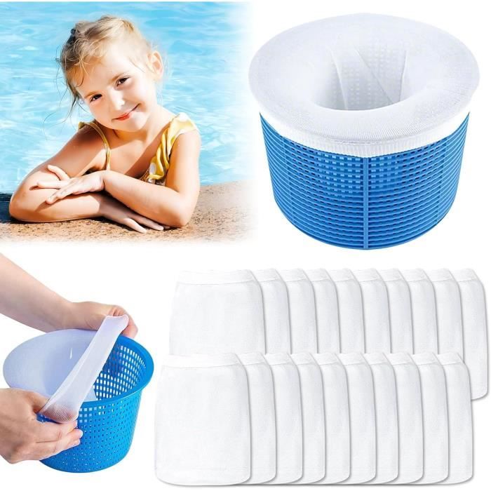 Chaussette Skimmer Piscine, 20Pcs Pool Skimmer Socks Filtre Skimmer Piscine Prefiltre Skimmer Nylon Elastique Reutilisable Chaussette Filtre 114753 B