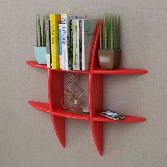 Étagère Murale Boho En Bois – 3 étagères Arc Style Bohème (marron Rouge)