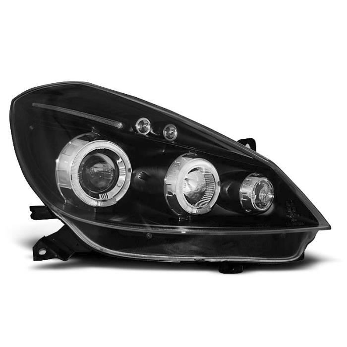 Paire de feux phares Renault Clio 3 05-09 angel eyes noir (E28)