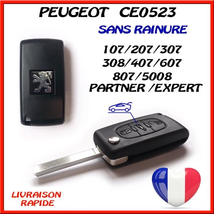 Coque de clé 3 boutons pour télécommande plip Peugeot 207 307 308 407 ce0523