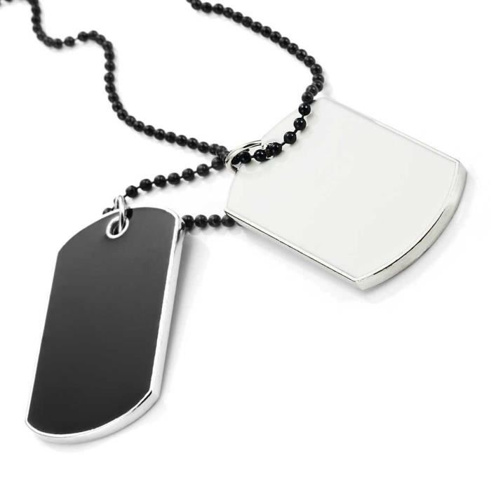 Armée Style Dog Tags Hommes Garçons Soldat Pendentif en Acier Inoxydable Chaîne Collier Sautoir