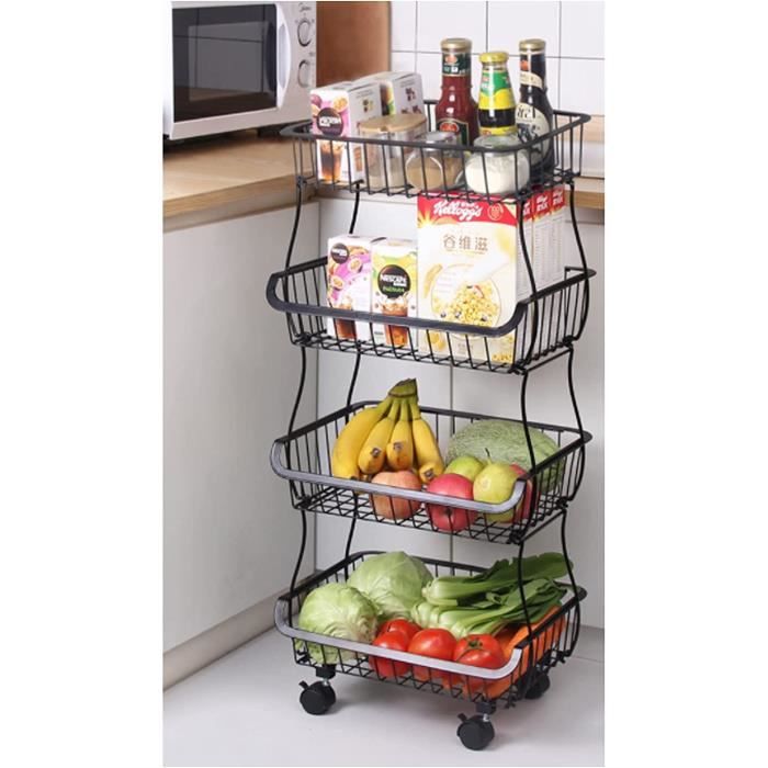 DESSERTE DE CUISINE Chariot De Rangement à Glissière De 4 Niveaux