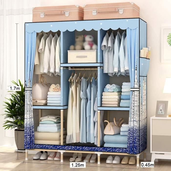 Wardrobe Armoire en Tissu, Armoire en Bois Massif, Armoire De Rangement