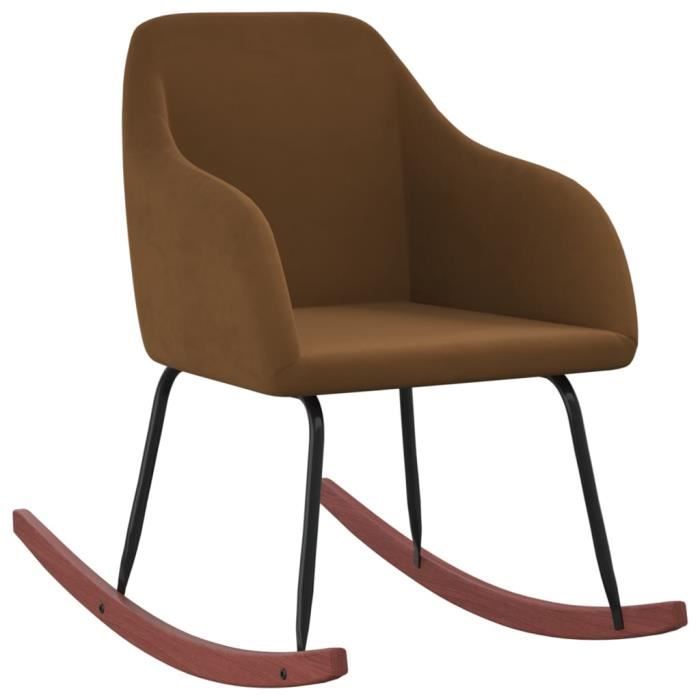 fauteuil à bascule-chaise tv de salon - contemporain - marron velours - best-home