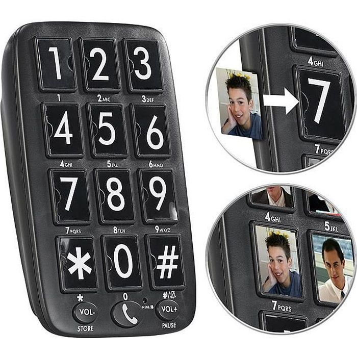 Téléphone fixe senior avec numérotation rapide et mains libres XLF-30 - SimValley - Noir