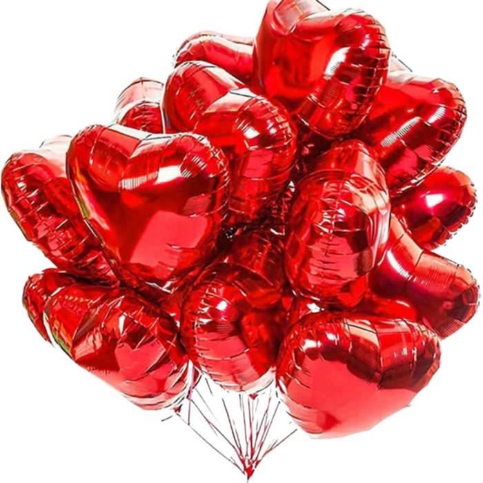 Ballons Coeur 30cm Rouge Et Blanc - Pour Décoration De Mariage, Anniversaire, Fête Romantique