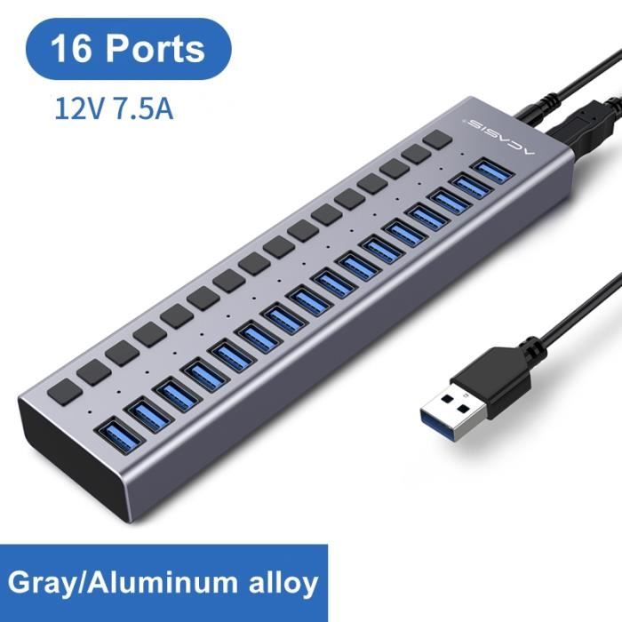 Batterie ordinateur portable,séparateur USB HUB 16 Ports haute vitesse ...
