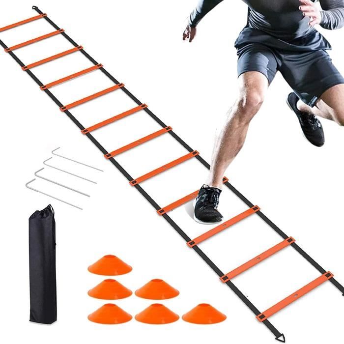 Échelle D'agilité 6 M - 12 échelons - Sac De Transport Inclus - Pour Fitness, Football, Basket, Tennis, Boxe
