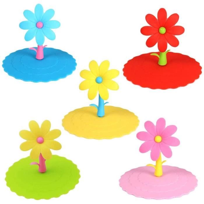 Viudecce Couvercles de Tasse en Silicone Couvercle Tasse Goutte 8 Ensemble Anti-PoussièRe Joint éTanche à L'Air Couvercle Tasse Couvercle Bol de Boisson en Silicone Couvercles Tasse Chaude
