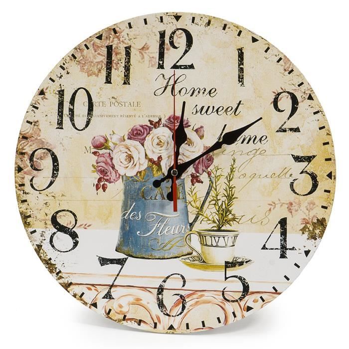 12" Grandes En Bois Horloge Murale Silencieux vintage chambre à coucher Cuisine Horloge murale Home Decor 