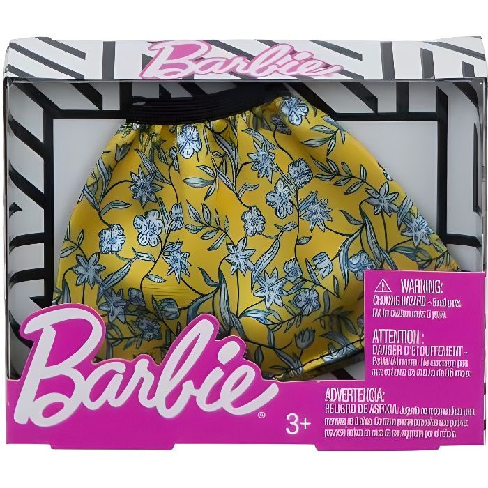 Barbie - Habit Pour Poupee Mannequin - Jupe Jaune Avec Fleurs - Vetement -  Tenue Robe - Cdiscount Jeux - Jouets