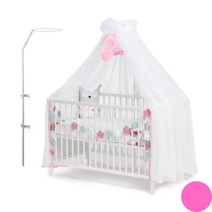 Callyna Ciel De Lit Bebe Xxl Avec Support Voile Blanc Grande Taille Moustiquaire Decorative Pour Lit Bebe Fuchsia Cdiscount Puericulture Eveil Bebe